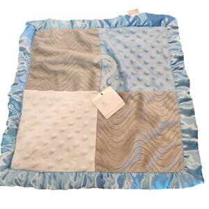 Sutton & Sons Blue White Gray Minky Dot Satin Edge Security Lovey